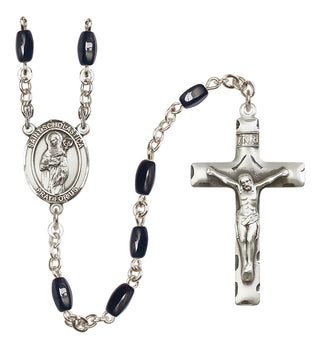 Silver Plated 8x5mm Black Saint Scholastica Rosary