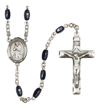 Silver Plated 8x5mm Black Saint Juan Diego Rosary