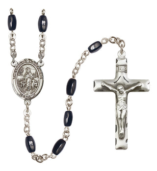 Silver Plated 8x5mm Black Lord Is My Shepherd Rosary