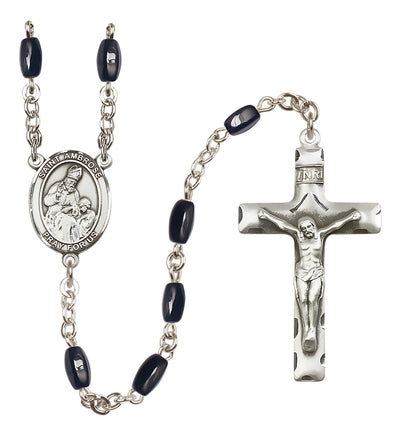 Silver Plated 8x5mm Black St. Ambrose Rosary