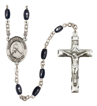 Silver-Plated 8x5mm Saint Christopher/Ice Hockey Rosary
