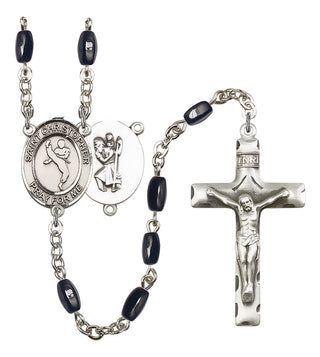 Saint Christopher and Martial Arts Rosary with Black Onyx Beads