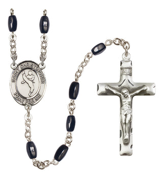 Silver-Plated 8x5mm Saint Christopher/Martial Arts Rosary