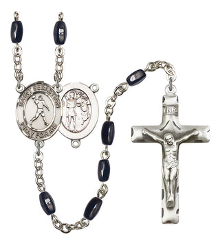 Saint Sebastian and Football Rosary with Black Onyx Beads