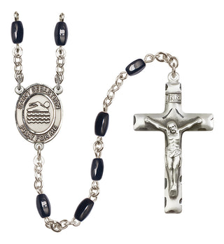 Silver-Plated 8x5mm Saint Sebastian/Swimming Rosary