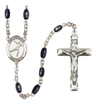Silver-Plated 8x5mm Saint Sebastian/Figure Skating Rosary
