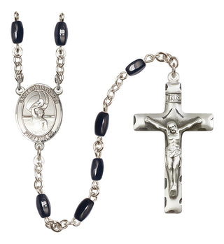 Silver-Plated 8x5mm Saint Christopher/Water Polo-Men Rosary