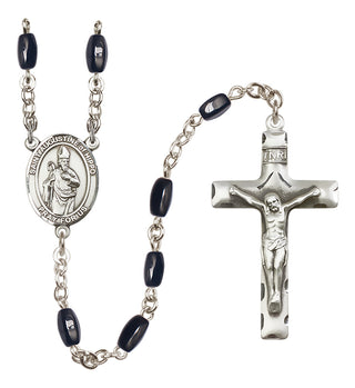 Silver-Plated 8x5mm Saint Augustine of Hippo  Engraved Catholic Rosaries