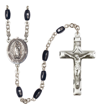 Silver Plated 8x5mm Black Virgen de Guadalupe Rosary
