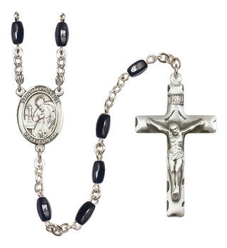 Silver-Plated 8x5mm Saint Alphonsus  Engraved Catholic Rosaries