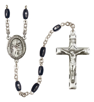 Silver Plated 8x5mm Black San Juan de la Cruz Rosary