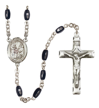 Silver Plated 8x5mm Black Saint Zita Rosary