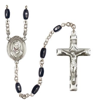 Silver Plated 8x5mm Black Saint Rebecca Rosary