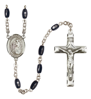 Silver-Plated 8x5mm Saint Aaron  Engraved Catholic Rosaries
