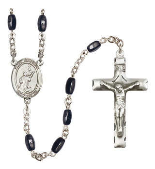 Silver Plated 8x5mm Black Saint Tarcisius Rosary