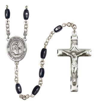 Silver Plated 8x5mm Black Virgen de la Merced Rosary