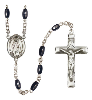 Silver Plated 8x5mm Black Saint Odilia Rosary