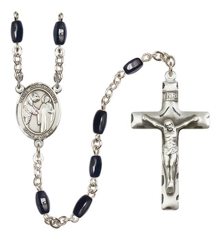 Silver Plated 8x5mm Black Saint Columbanus Rosary