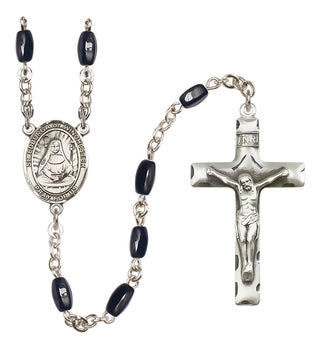 Silver Plated 8x5mm Black Saint Edburga of Winchester Rosary