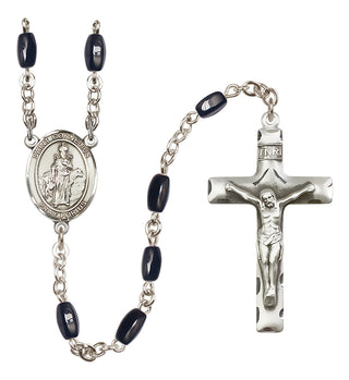Silver Plated 8x5mm Black Saint Cornelius Rosary