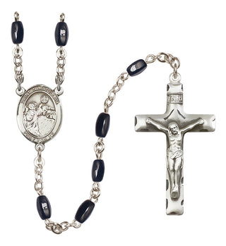 Silver Plated 8x5mm Black Saint Nimatullah Rosary