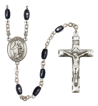 Silver Plated 8x5mm Black Saint Clement Rosary