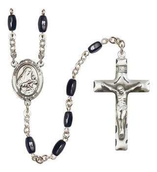 Silver Plated 8x5mm Black Our Lady of Grapes Rosary
