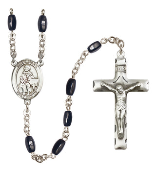 Silver Plated 8x5mm Black Saint Giles Rosary