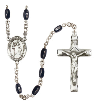Silver Plated 8x5mm Black Saint John of Capistrano Rosary