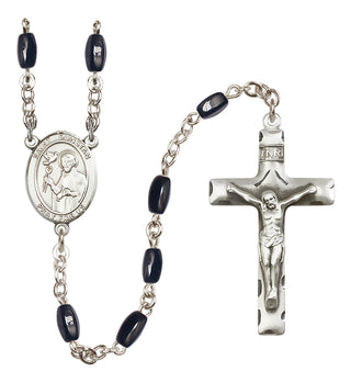 Silver Plated 8x5mm Black Saint Dunstan Rosary