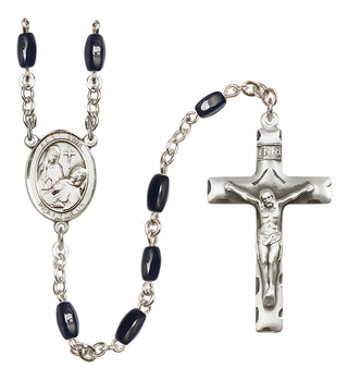 Silver-Plated 8x5mm Saint Fina  Engraved Catholic Rosaries