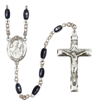 Silver Plated 8x5mm Black Saint Kieran Rosary