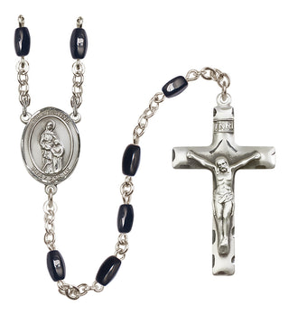 Silver Plated 8x5mm Black Saint Anne Rosary