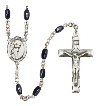 Silver-Plated 8x5mm Saint Aidan of Lindesfarne  Engraved Catholic Rosaries