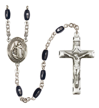 Silver Plated 8x5mm Black Saint Raymond of Penafort Rosary