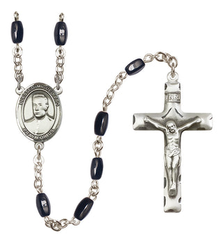 Silver Plated 8x5mm Black Blessed Miguel Pro Rosary