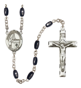 Silver Plated 8x5mm Black Blessed Emilee Doultremont Rosary