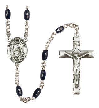 Silver Plated 8x5mm Black Saint Paul the Hermit Rosary