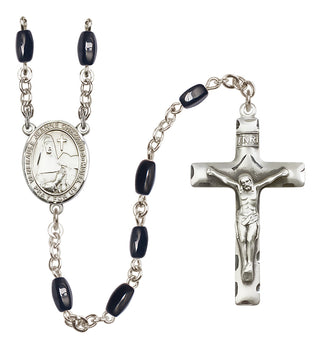 Silver Plated 8x5mm Black Saint Jeanne Chezard de Matel Rosary