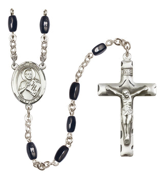 Silver-Plated 8x5mm Saint Viator of Bergamo  Engraved Catholic Rosaries