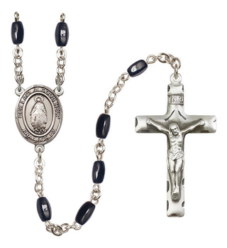 Silver Plated 8x5mm Black Our Lady of Good Help Rosary
