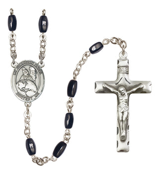 Silver-Plated 8x5mm Guardian Angel Protector  Engraved Catholic Rosaries