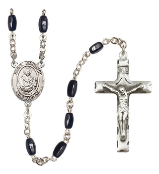 Silver Plated 8x5mm Black Saint Norbert of Xanten Rosary