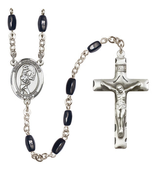 Silver-Plated 8x5mm Saint Christopher/Softball Rosary