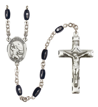 Silver-Plated 8x5mm Saint Sebastian / Football Rosary