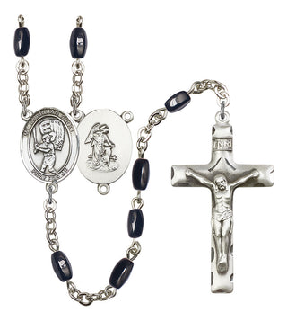 Guardian Angel and Baseball Rosary with Black Onyx Beads