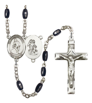 Guardian Angel and Wrestling Rosary with Black Onyx Beads