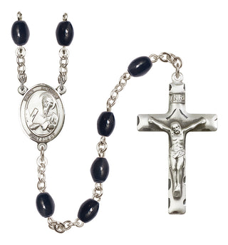 Silver Plated 8x6mm Black Saint Andrew the Apostle Rosary