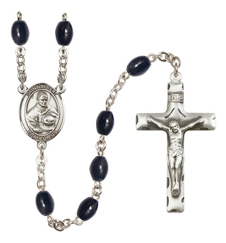 Silver-Plated 8x6mm Saint Albert the Great  Engraved Catholic Rosaries