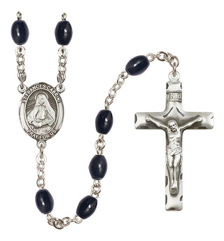 Silver-Plated 8x6mm Saint Frances Cabrini  Engraved Catholic Rosaries